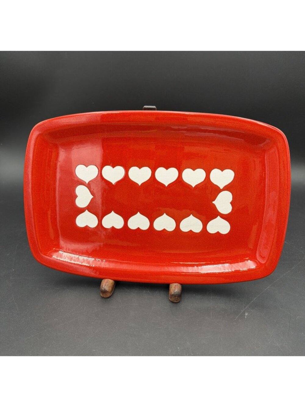 Vintage Waechtersbach Red White Heart 13.5"x9" Rectangular Serving Platter RARE